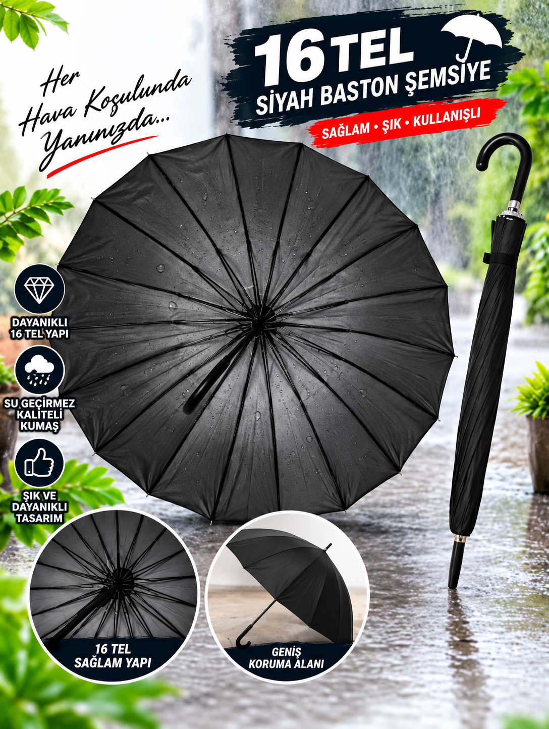 16 TEL BASTON ŞEMSİYE